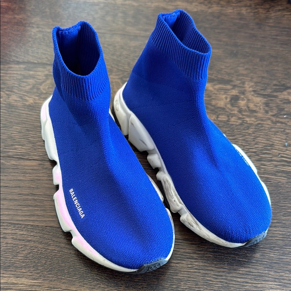 Balenciaga Blue and White Sock Sneakers